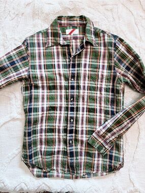 Best Made Co. Men’s Small Plaid Button Down Shirt Green Navy Red